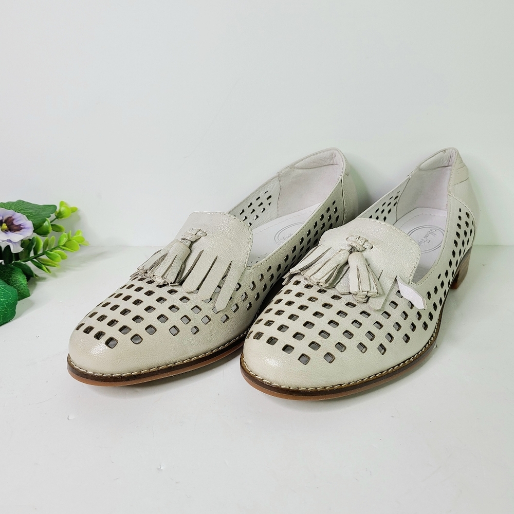 NWOT Mona Flying Perforated Wingtip Tassels Menswear Leather Oxford Loafers